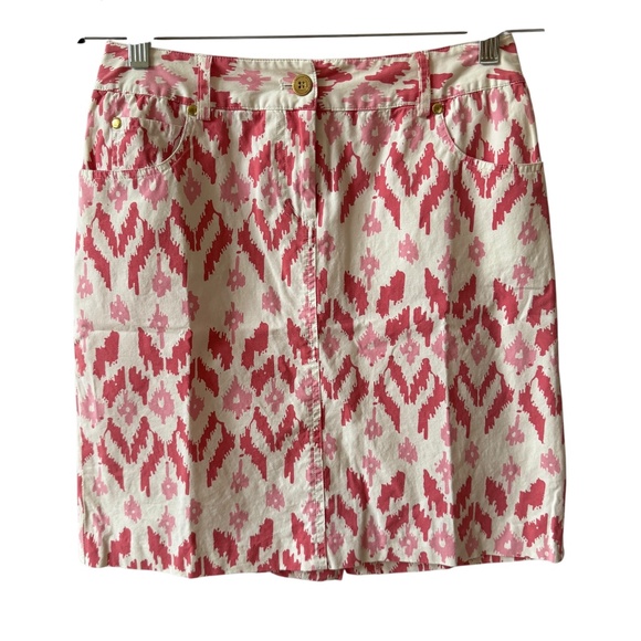 J MCLAUGHLIN IKAT GEOMETRIC SKIRT COTTON BLD CLASSIC PREPPY BOHO COASTAL CHIC 2 - Picture 1 of 10